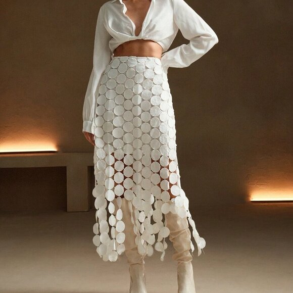 White Casual Women's Double Layered Maxi Skirt - Picture 1 of 7